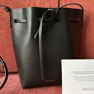 Mansur Gavriel mini bucket bag black/flamma. Purchased new w/tags&box, worn once